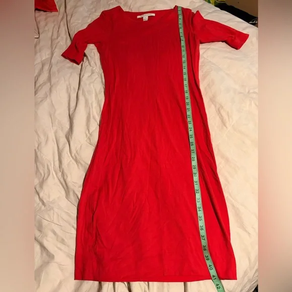 Diane Von Furstenberg Bright Red Elbow-Sleeve Midi Jersey Dress Meeson - Picture 4 of 9